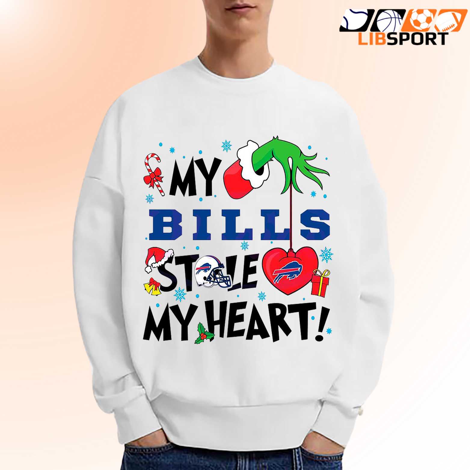 Grinch My Bills Stole My Heart T Shirt, Funny Christmas Tee, Game Day Shirt